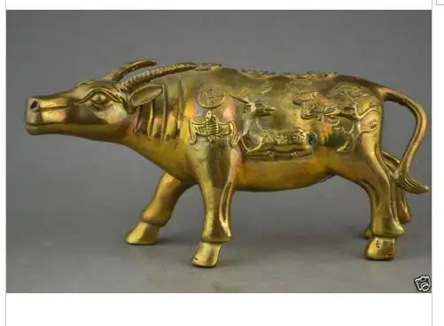 

decoration bronze factory Pure Brass Antique Old Collectible Decoration Copper Carving Delicate Cow Body Carving Bat Statue