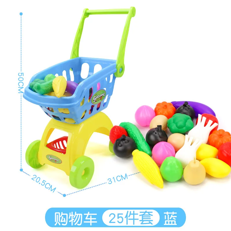 Детская мультяшная магазинная Тележка для покупок ролевые игры кухонные овощные