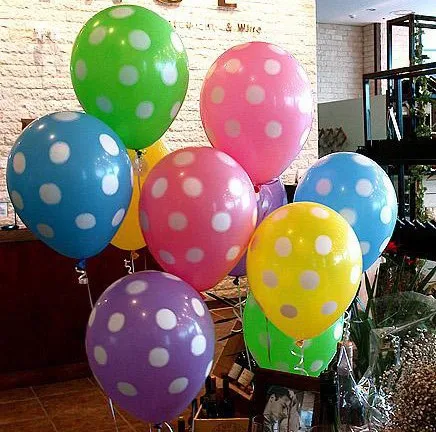 

Лучшее качество, 9 цветов в шарики в горошек свадьба брак украшение комнаты на свадьбу Эфирное 12 inch надувная подушка безопасности для воздуш...