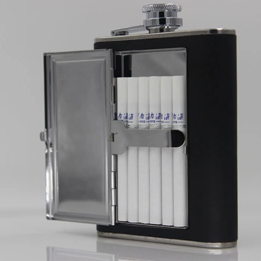 

100 pcs/lot Creative Cigarette Case 5/6 OZ Stainless Steel Hip Flasks Wine Flagon Pot Liquor Alcohol Whiskey Bottle Drinkware