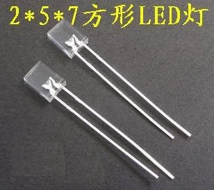 100 шт./лот 2X5X7 квадратный светодиодный прозрачный белый светоизлучающий диод (квадратный)