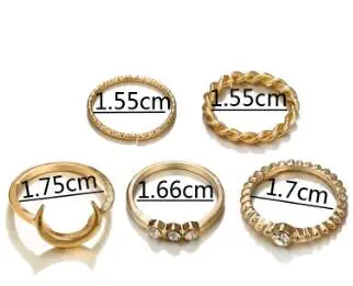 2019 New Korean Minimalist Temperament Moon Alloy Thin Ring 5pcs/lot Female Bohemian Charms Wedding Party Punk Jewelry | Украшения и