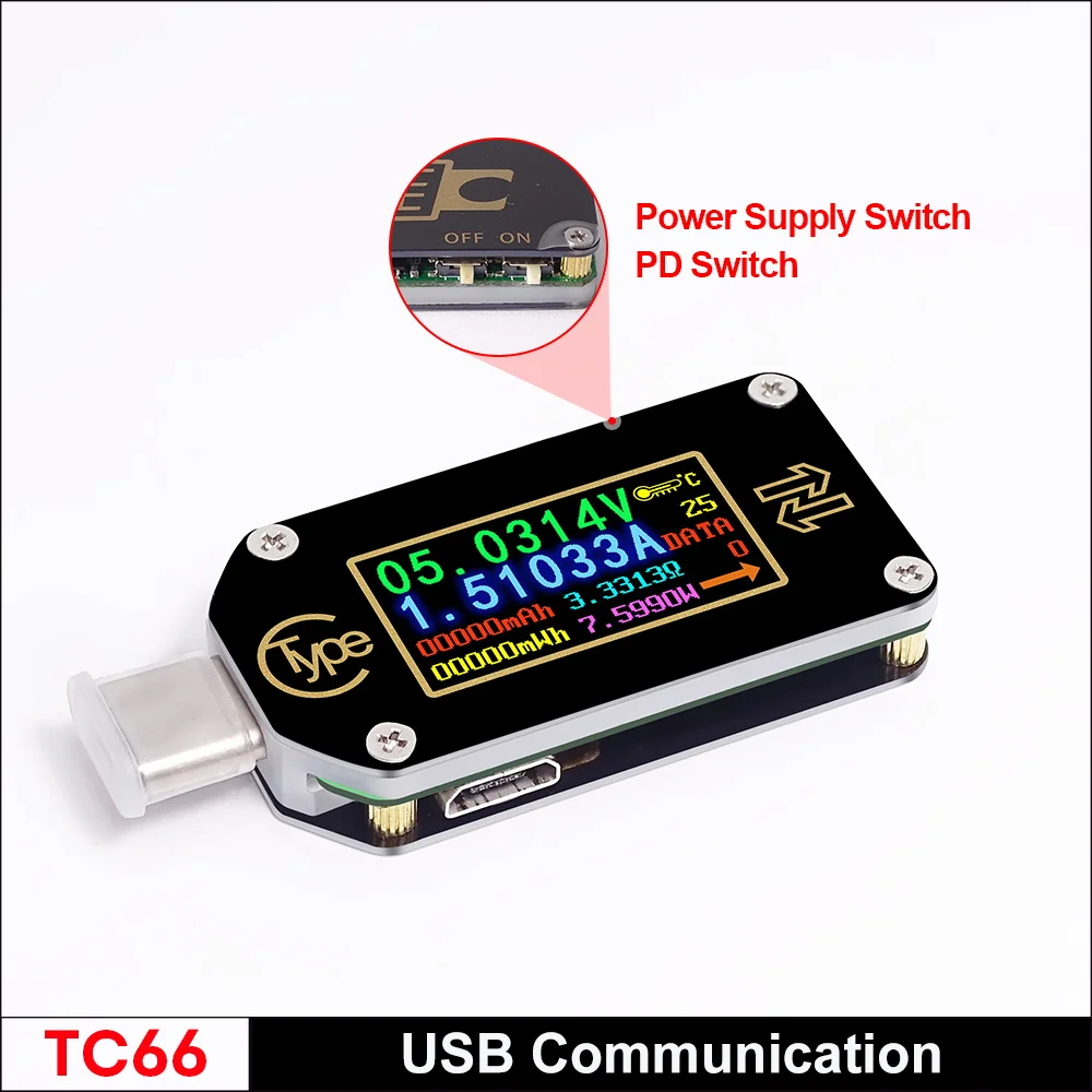TC66 RD TC66/TC66C type-C PD триггер USB-C Вольтметр Амперметр Напряжение 2 способ измеритель тока мультиметр PD зарядное устройство батарея USB Тестер - Цвет: TC66