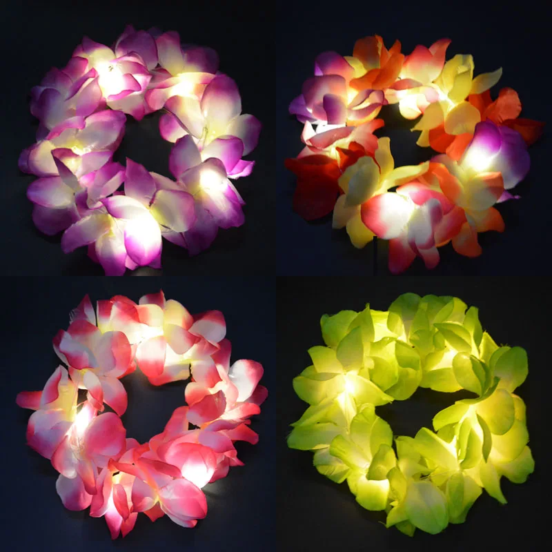 Светящаяся Гавайская Цветочная повязка на голову Hula Garland Венок женская одежда