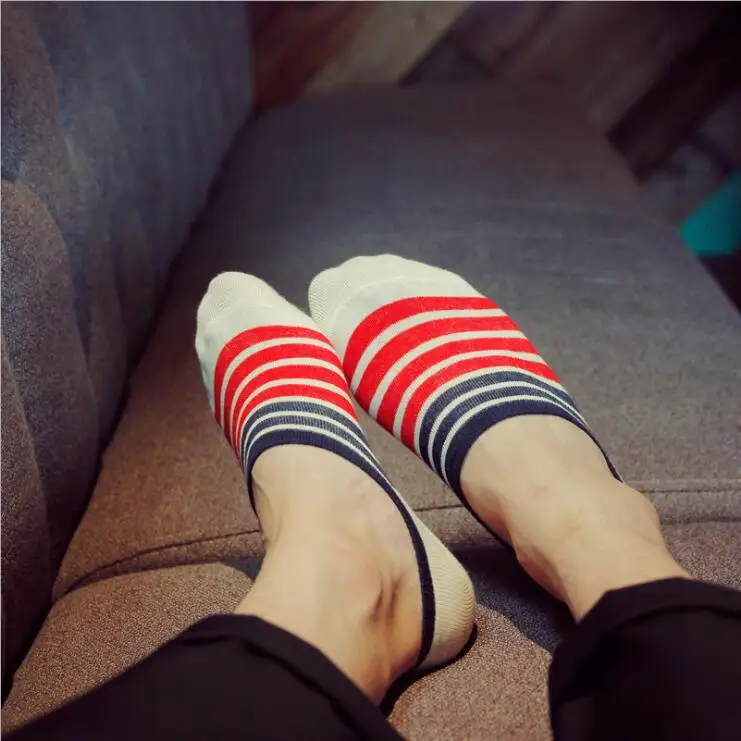 10 Пар/лот Новый цвет полосы мужские носки хлопчатобумажные стелс досуг мужчин