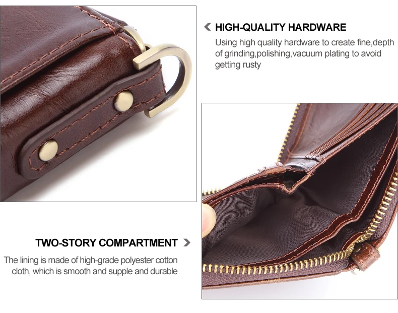 Meesii Genuine Leather Short Men Wallet Vintage Cow Leather Small Wallet Male Photo&Card holder Purse Coin pocket Zipper