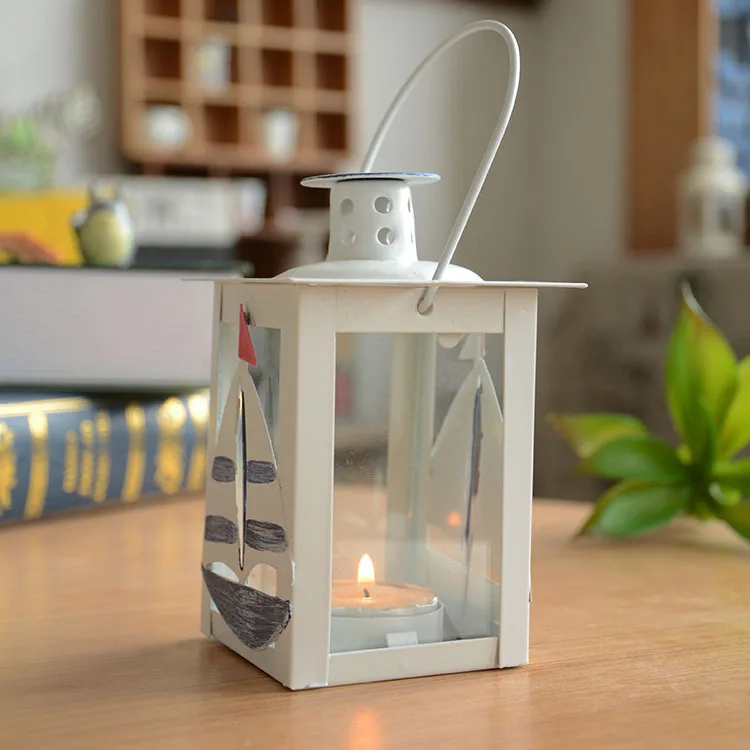 Кованые Подсвечники 4 ШТ./ЛОТ Средиземноморский Стиль ураган лампы Стеклянный