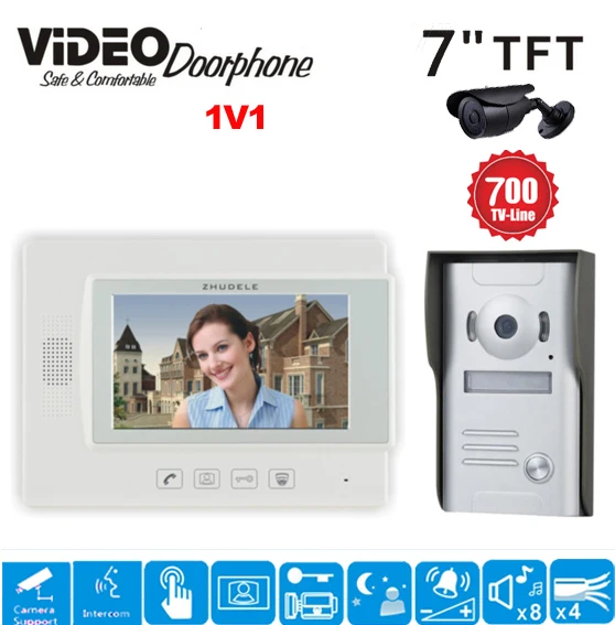 Проводной видеодомофон ZHUDELE устройство для домашней безопасности с 7 дюймовым