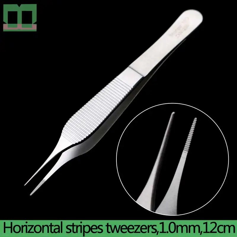 Пластиковые нержавеющая сталь tweezers хирургические щипцы хряща Пинцет хирургические инструменты и инструменты Зубчатые Щипцы 0,6 мм - Цвет: Шлифованная бронза