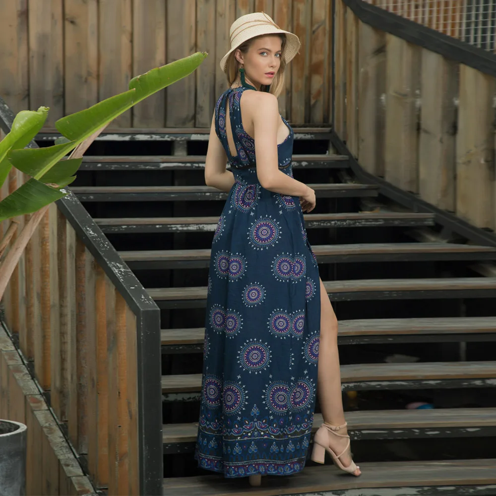 Высокое качество взрывы отдыха Винтаж Холтер платья Для женщин Эрогенные весна