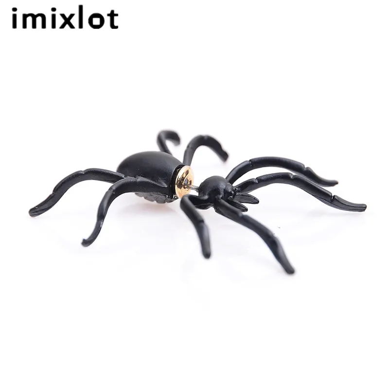 Imixlot 1 пара панк двухсторонний насекомое гвоздик в виде паука Серьги