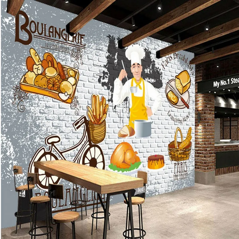 Фото обои континентальный завтрак магазин фон декоративная живопись кухня на