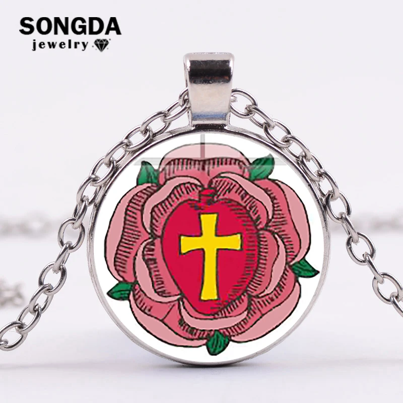 SONGDA старинные и мистические розы Crucis ожерелье с цепочкой розовая роза знак