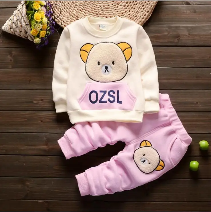 Лидер продаж для детей 1-4 лет Модный зимний флисовый шерстяной костюм с рисунком