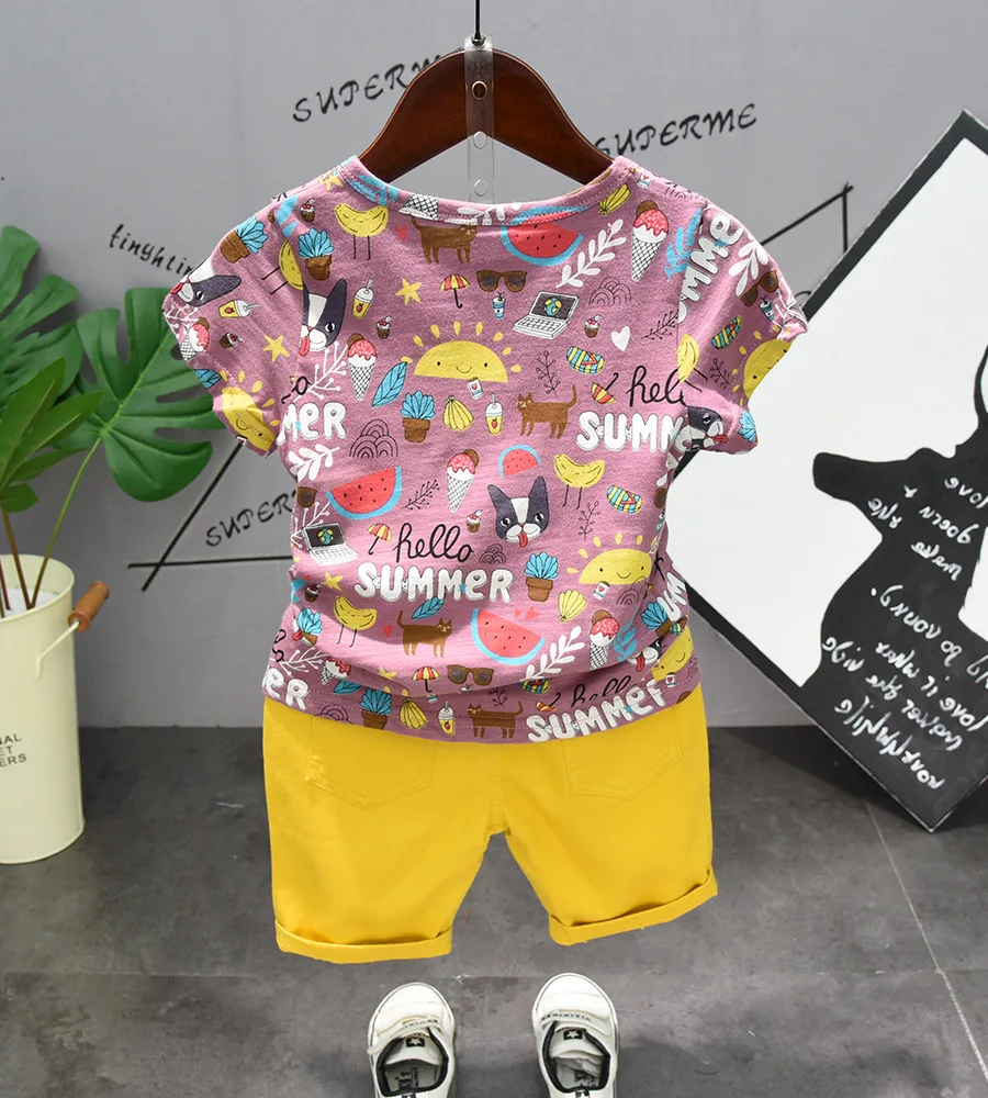 Лето 2019 детская повседневная футболка с короткими рукавами и принтом в виде букв