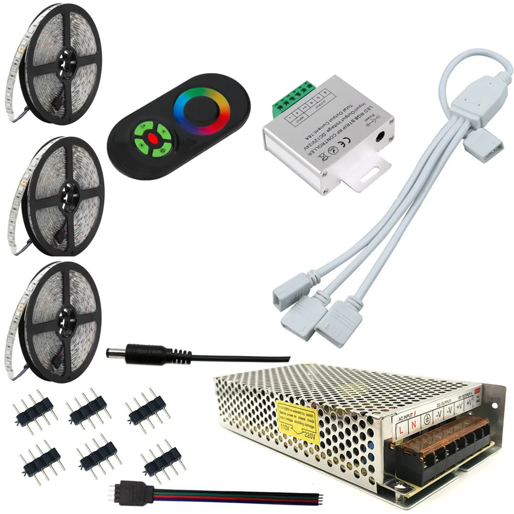 Водонепроницаемый 20 м Светодиодная лента RGB SMD5050 RGB Светодиодная лента светильник 60 светодиодный/м 15 м 20 м Диодная лента светодиодный лента с RF сенсорный пульт дистанционного управления