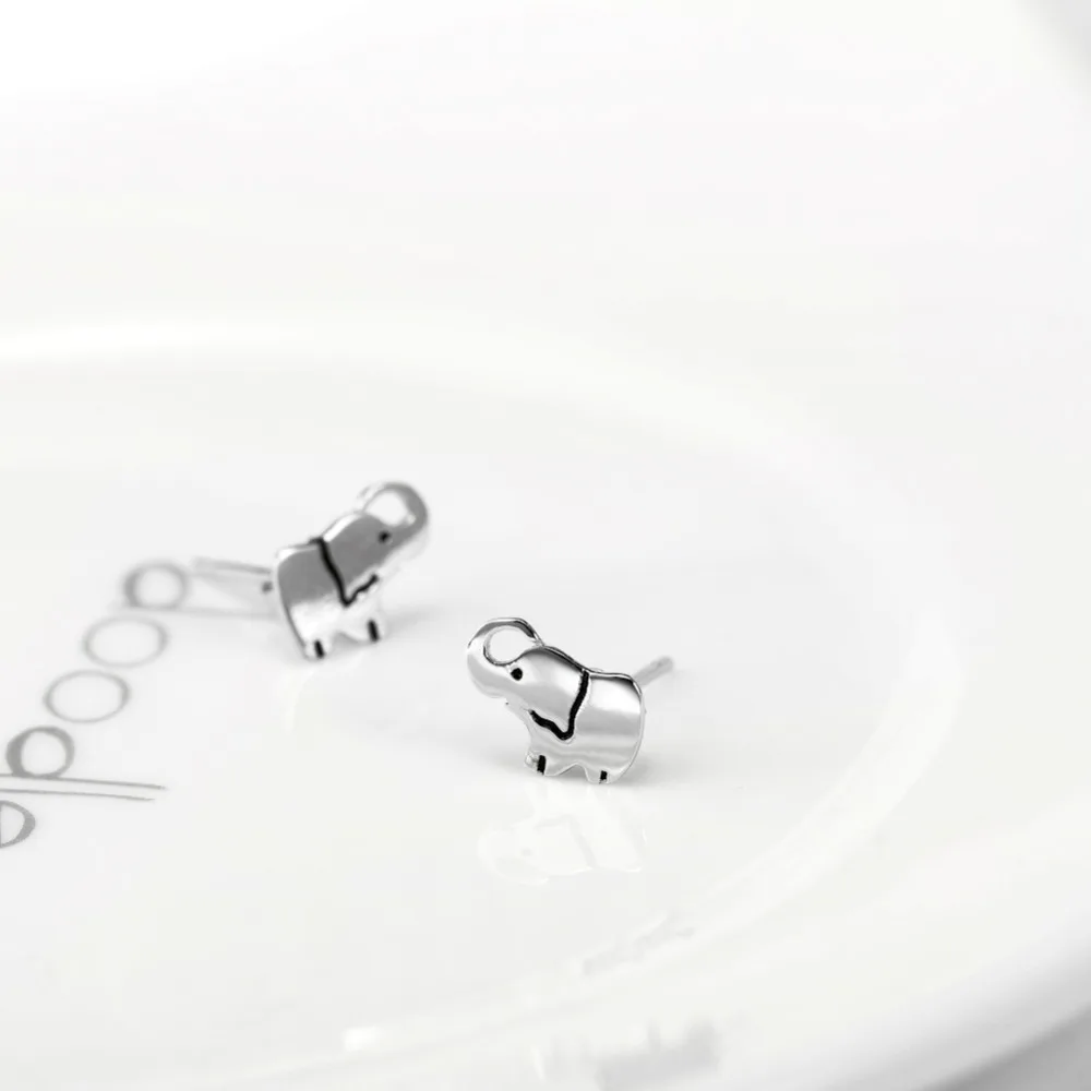 YFN 925 пробы Серебряная фотосессия для женщин и девушек 1 пара 2018|elephant stud earrings|stud