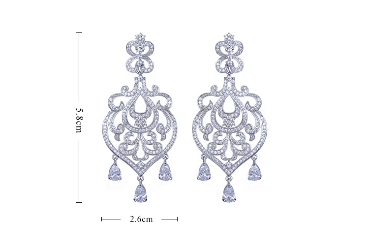 Серьги-капельки для женщин роскошные серьги из белого золота с фианитами ААА