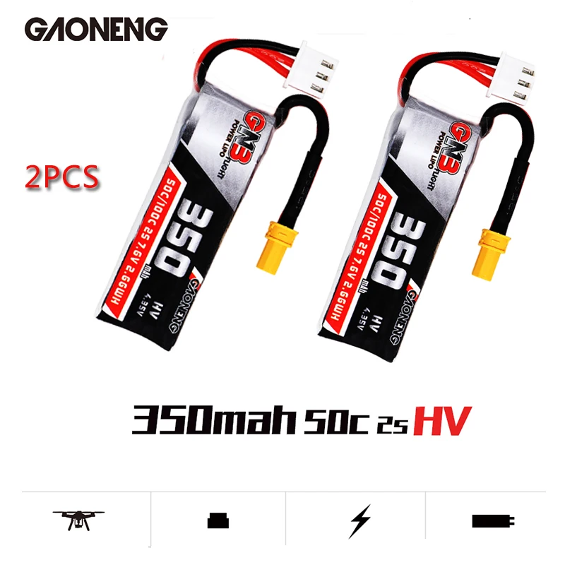 Аккумулятор Gaoneng GNB 350 мАч 2S 7 6 V HV 4 35 50C/100C разъем XT30 для радиоуправляемого дрона