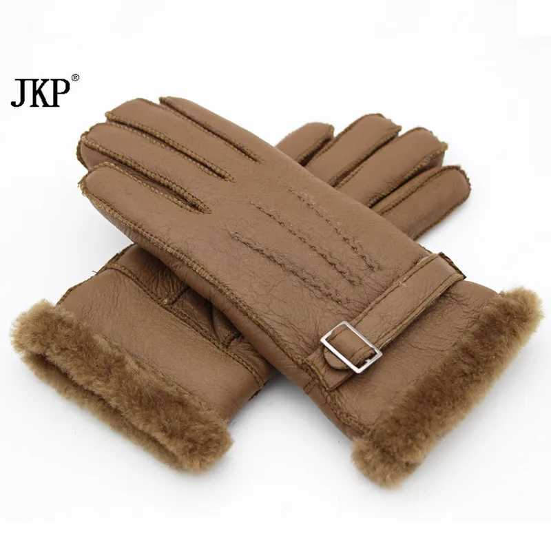 Женские перчатки зимние из натуральной овечьей кожи теплые стильные с закрытыми