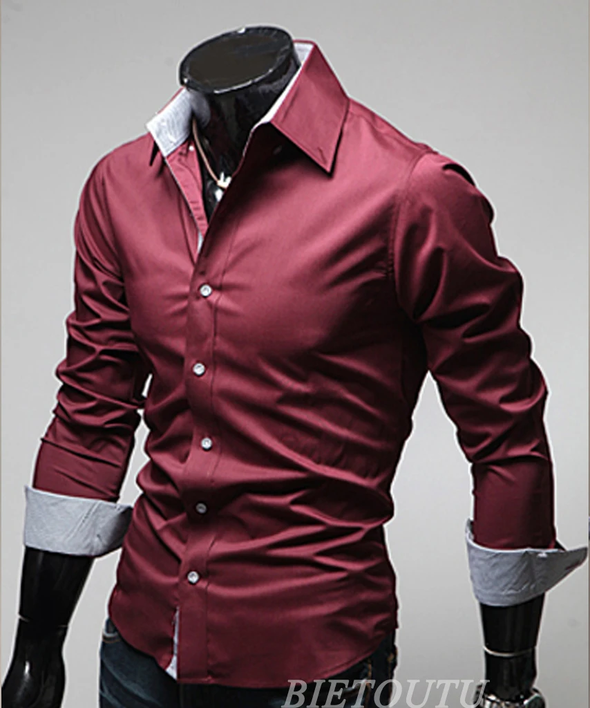 Luxury Men's Stylish Casual Shirt Slim Fit Long Sleeve Formal Blouse | Мужская одежда