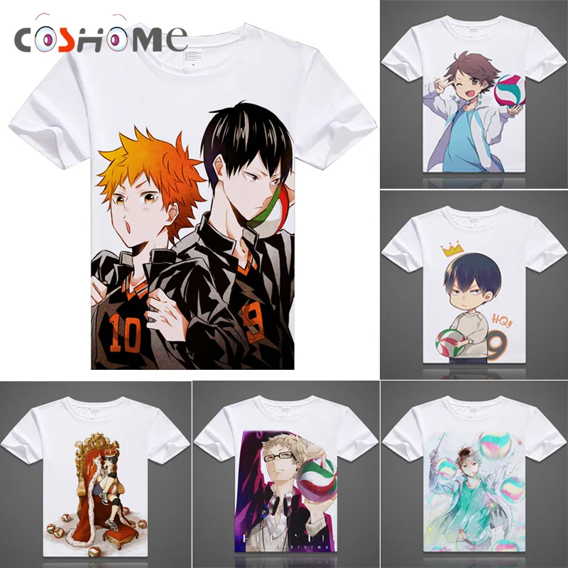 Футболки Coshome Haikyuu футболки Хината Shyouyou Kageyama Tobio для косплея костюмы мужчин и