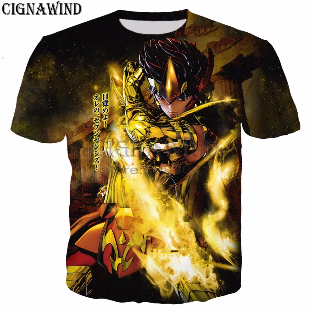 Новые летние топы в стиле аниме Saint Seiya 3d яркий стиль хипстерская футболка с