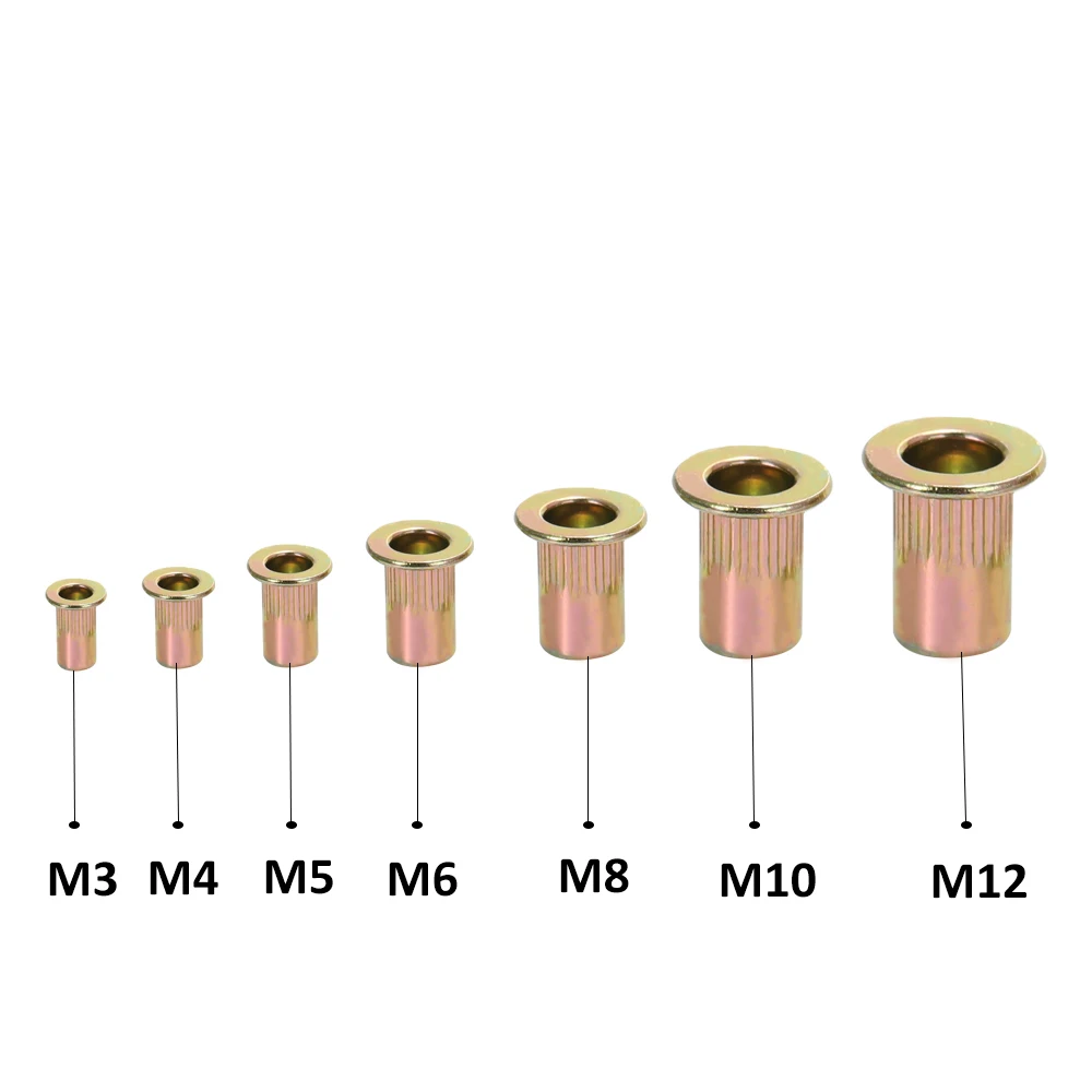 

165pcs Mixed Zinc Plated Carbon Steel Rivet Nut Kit M3/4/5/6/8/10/12 Boxed Suit Rivet Nuts Set Nuts Insert Riveting