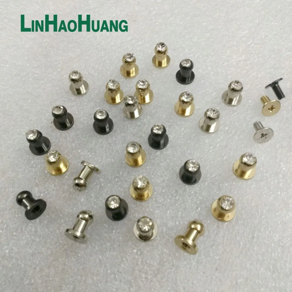 DIY 60 компл./лот стеклянный камень алмазные Стразы латунные винтовые заклепки