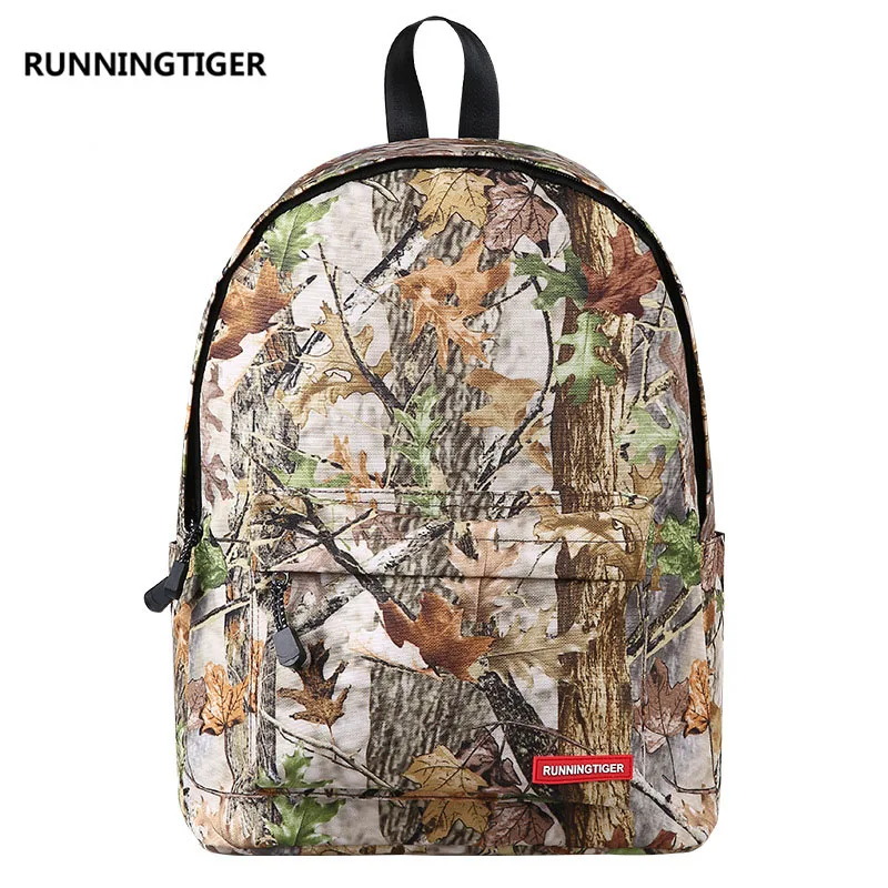 Серия женских рюкзаков Famous Brand Runningtiger с принтом листьев и карикатурой, разработанных креативным дизайнером для студентов и путешествий.