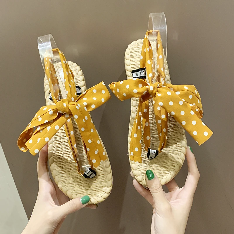 Летние женские Вьетнамки с волнистыми ремешками на шнуровке брендовые милые