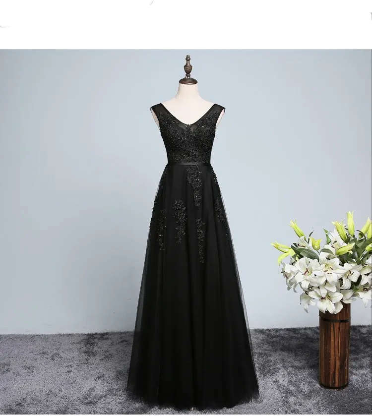 Vestido де феста Элегантный V Шеи Длинные Черные Платья Выпускного Вечера 2017 быстрая