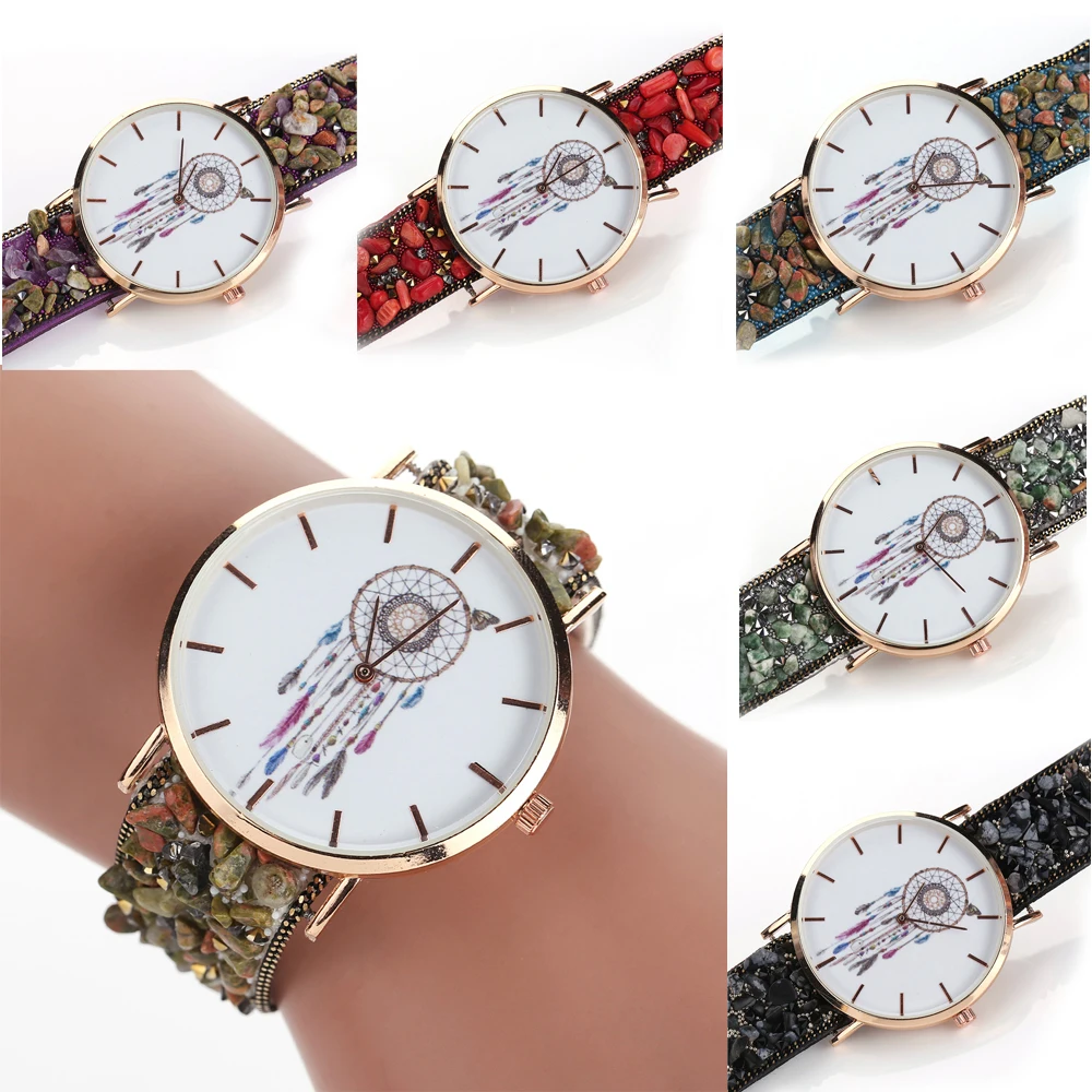 Райский 2017 1 шт. Новая мода обёрточная вокруг браслет часы булыжник синтетическая