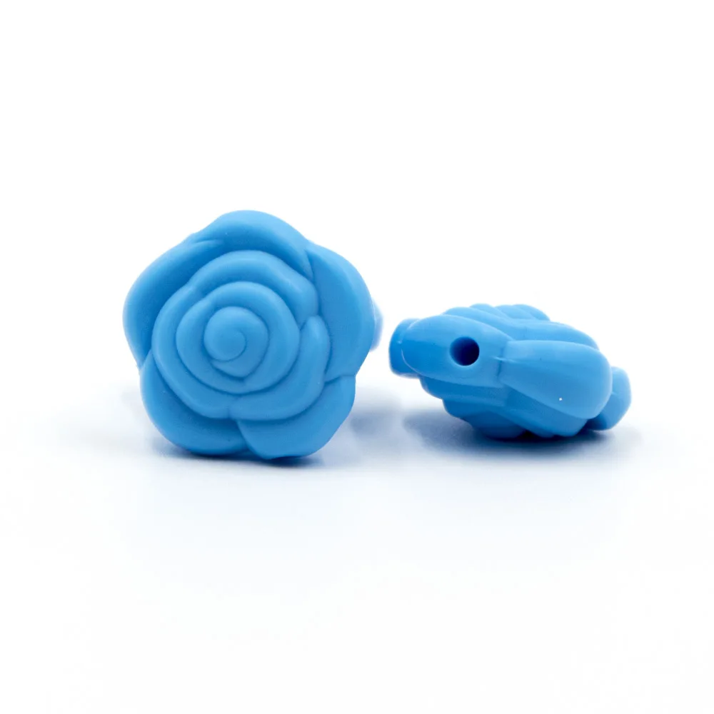 Sky Blue 10 шт. розовые силиконовые бусины 20 мм мини цветок ожерелье-прорезыватель бусины BPA бесплатно Perle силиконовые Товары для ухода за ребенком игрушки - Цвет: Sky Blue