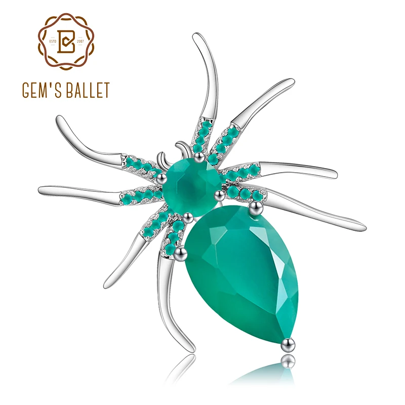 Женский балет GEM'S натуральный зеленый агат камень брошь из стерлингового