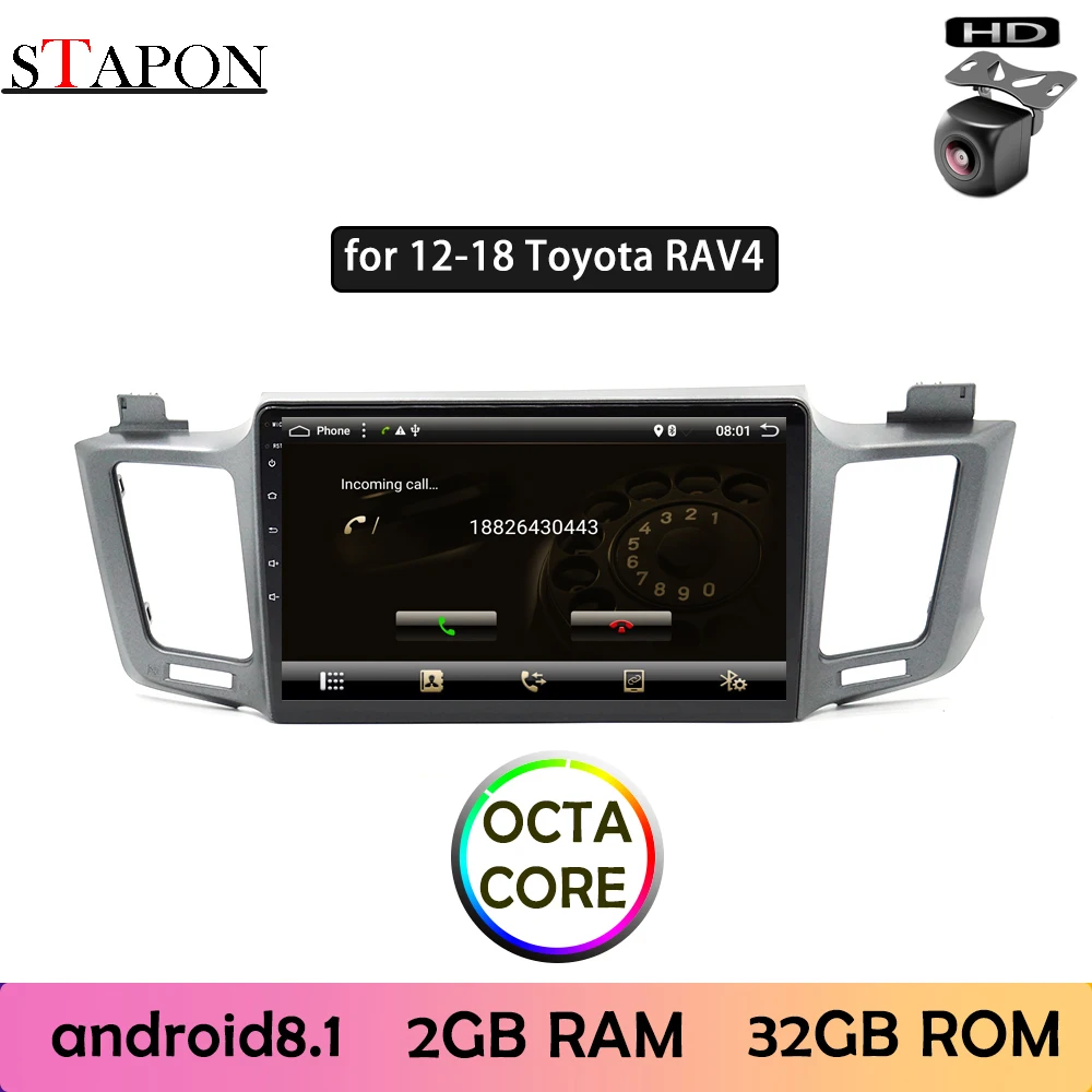STAPON 10 дюймов для Toyota rav4 2012 18 Android 8 1 2GBRAM Восьмиядерный автомобильный DVD MP5