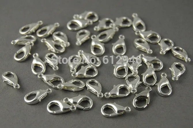 Застежка карабин серебряного цвета 12x6 мм 300 шт.|jewelry findings|silver lobster clasplobster clasp |