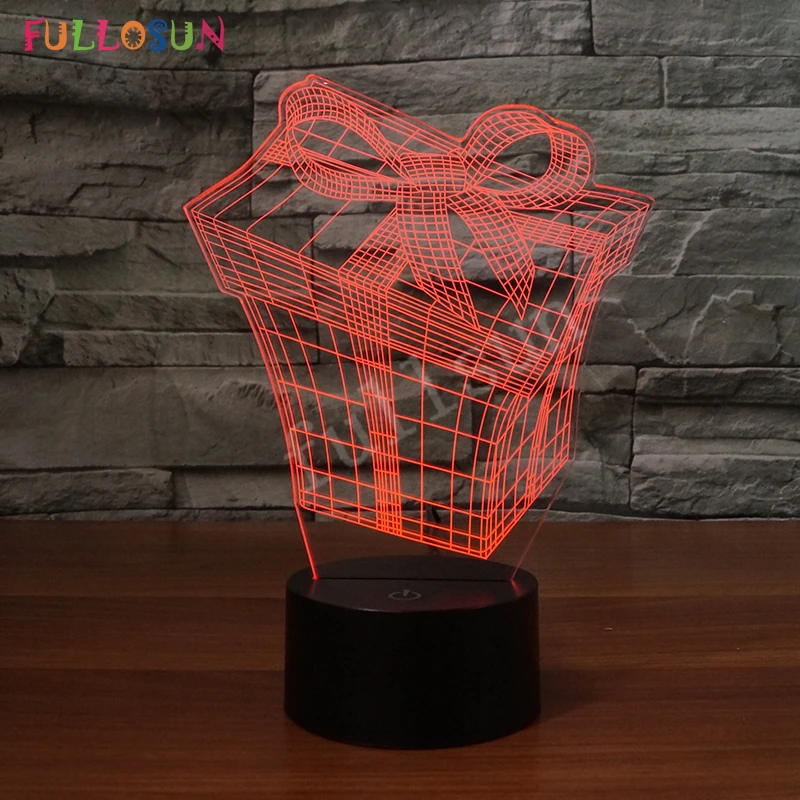 Ночник Подарочная коробка модель 3D Огни Творческий подарок на праздник красочная настольная лампа для украшения спальни и подарка