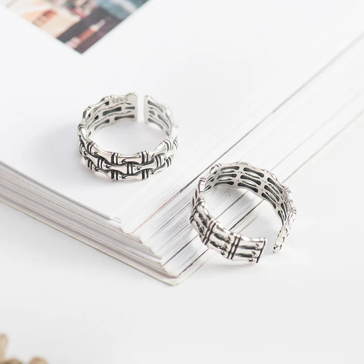 ZHUANGTAI Fashion Genuine 925 Sterling Silver Adjustable Rings For Women Ethnic Bohemian Bamboo Resin Ring Jewelry 2018 | Украшения и