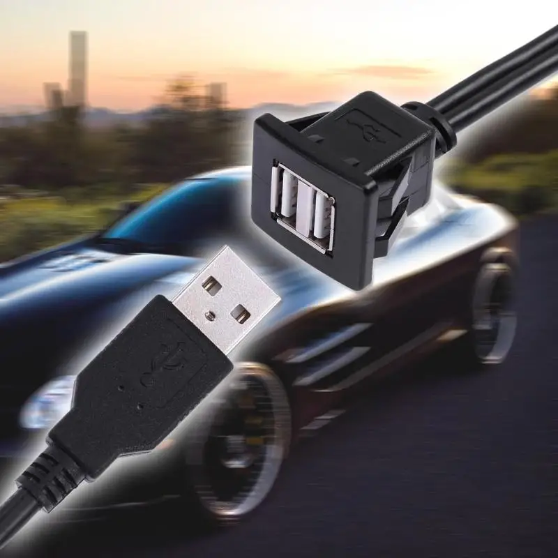 USB-кабель для скрытого монтажа VODOOL 1 м двойной USB A кабель автомобильного крепления
