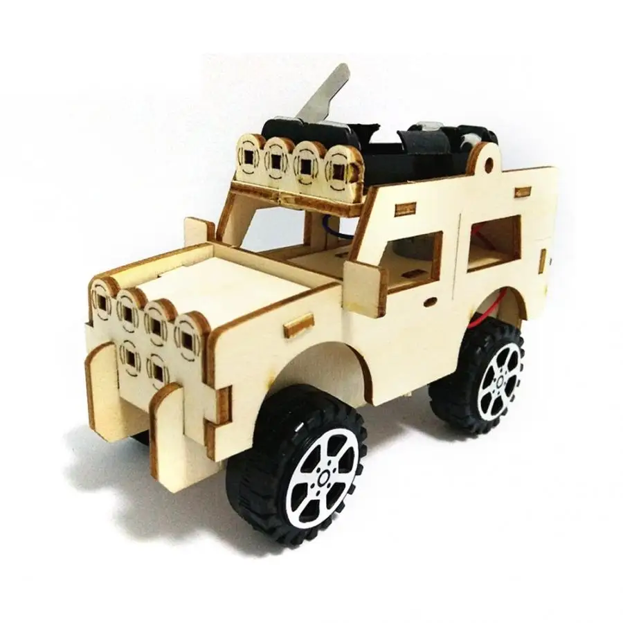 9 Styles DIY Assembly Wooden Model Kit Toy for Kids Children Battery Powered Remote Control Car Electric Learning | Игрушки и хобби