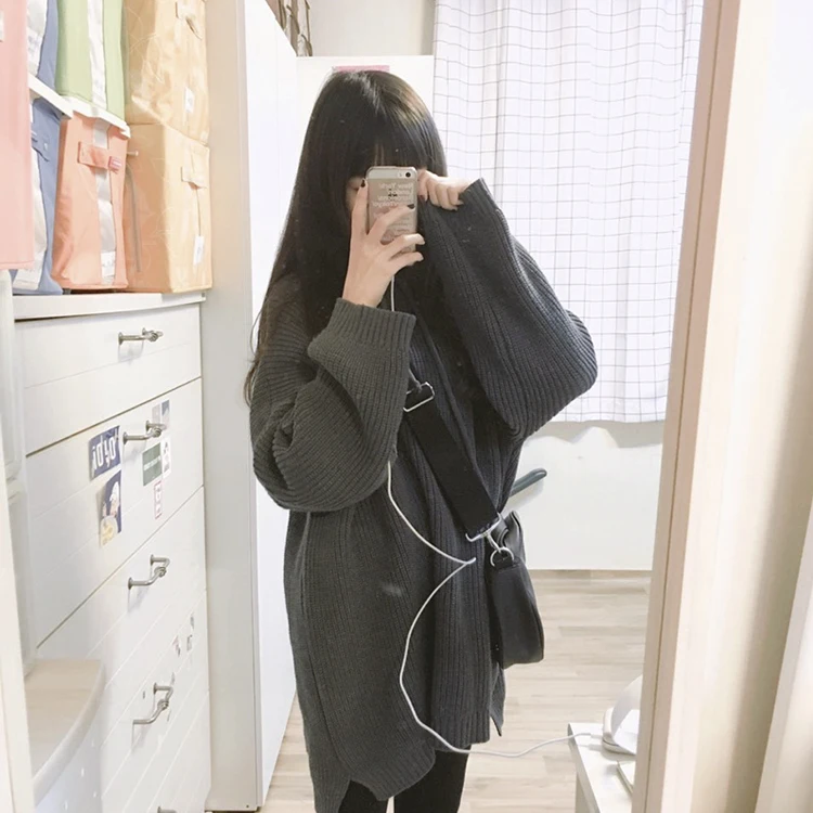 Повседневные женские свитера в японском стиле Kawaii Ulzzang Ретро Шикарный свободный