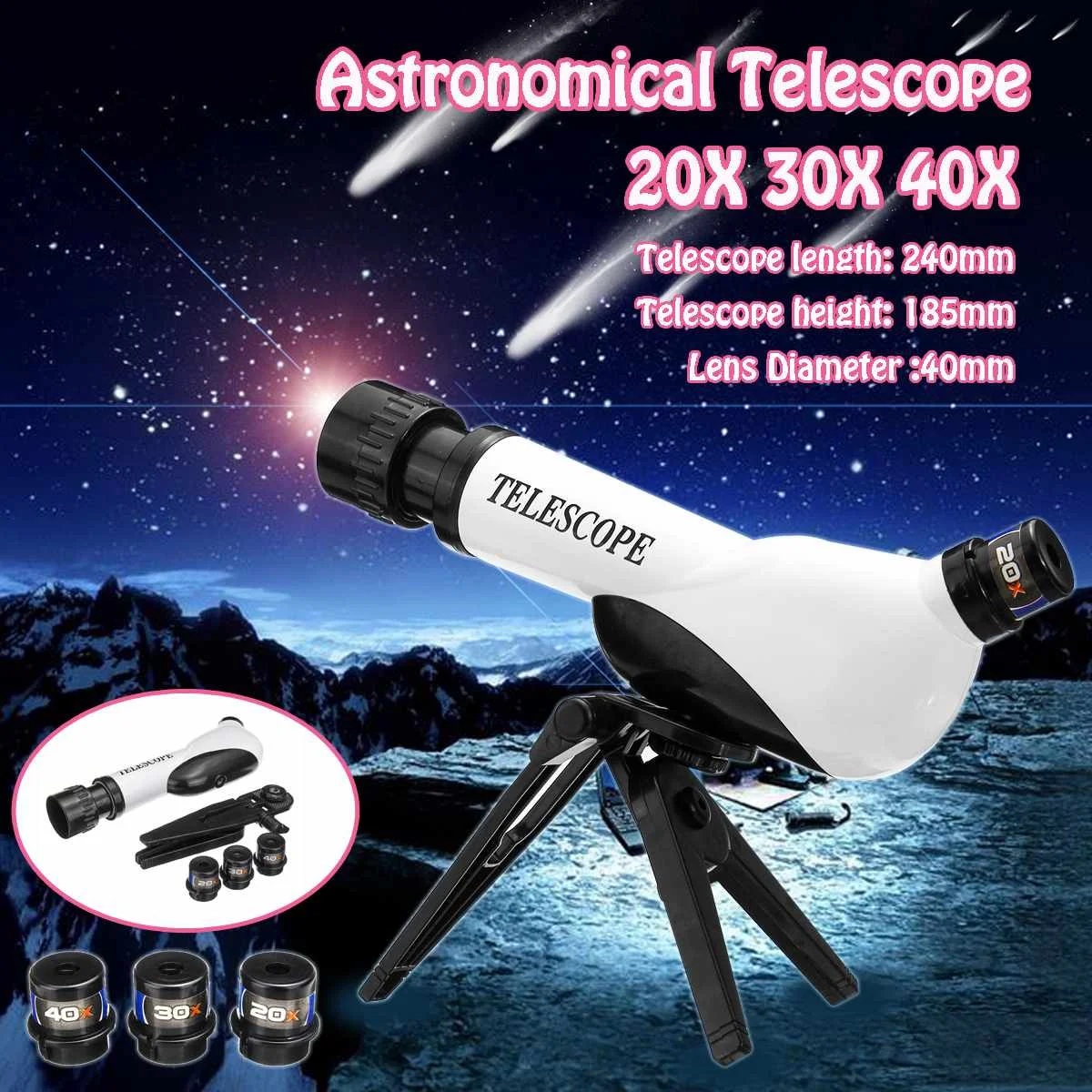 Открытый Монокуляр космический телескоп, астрономия 20X-40X дети с несколькими окулярами для детей, научное образование