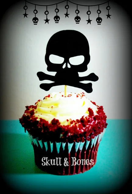 Череп n кости кекс Toppers Хэллоуин закуска выбрать вечеринку ребенка свадебный душ