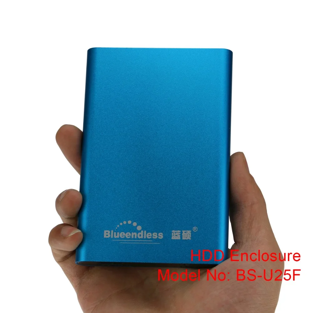 Металлические алюминиевые тонкие мобильные жесткие коробки для дисков с портом