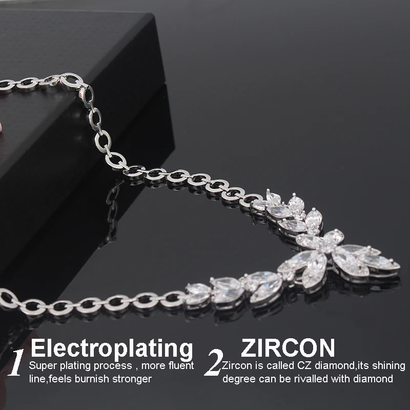 2017 Роскошные комплекты украшений в виде листьев и капель воды для свадьбы