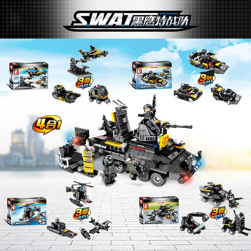 4 in 1 Police SWAT Building Blocks Enlighten Bricks Toys City Educational For children Gift | Игрушки и хобби