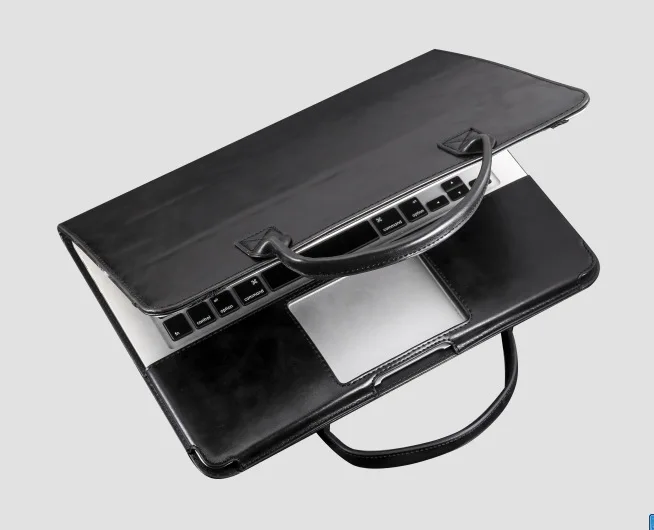 black Кожаный чехол-подставка для MacBook Air Pro retina 11, 12, 13, 15 дюймов, чехол-книжка, роскошная сумка для ноутбука, чехол s PU - Цвет: black