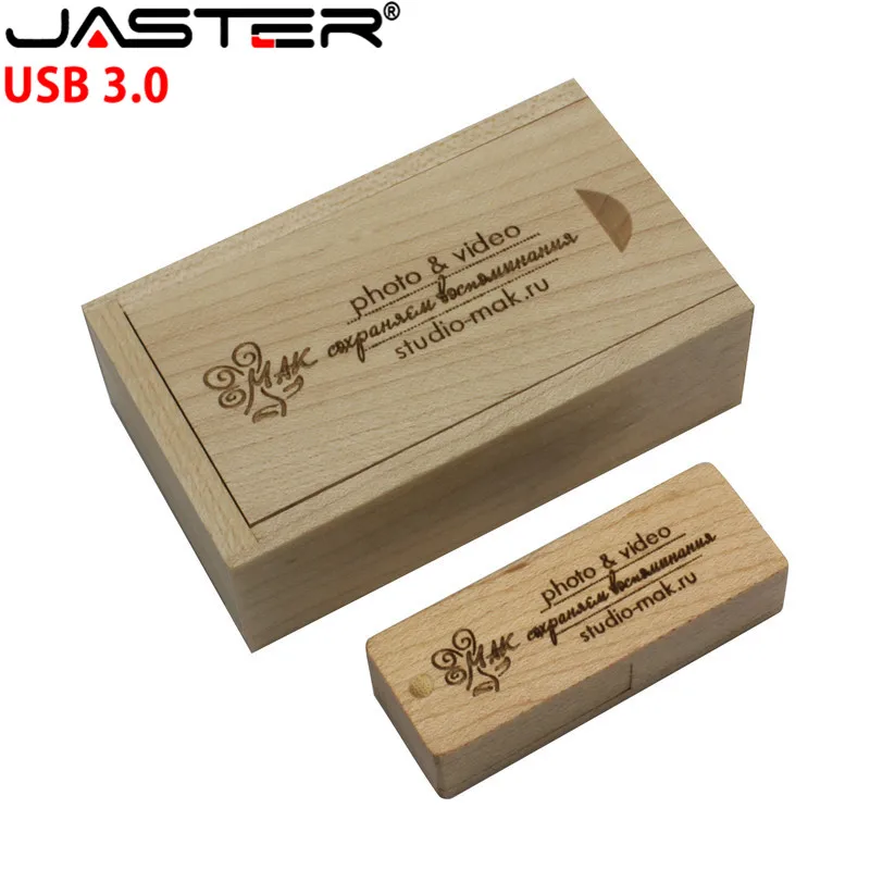 JASTER USB 3 0 Натуральные Деревянные usb + упаковочная коробка флеш накопитель дерево