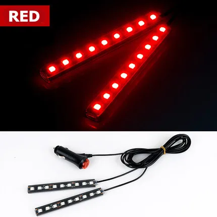 4 шт. 12 SMD дистанционное управление музыкой красочный RGB светодиодный автомобильный интерьерный напольный декоративный светильник в полоску для автомобиля - Испускаемый цвет: red-2